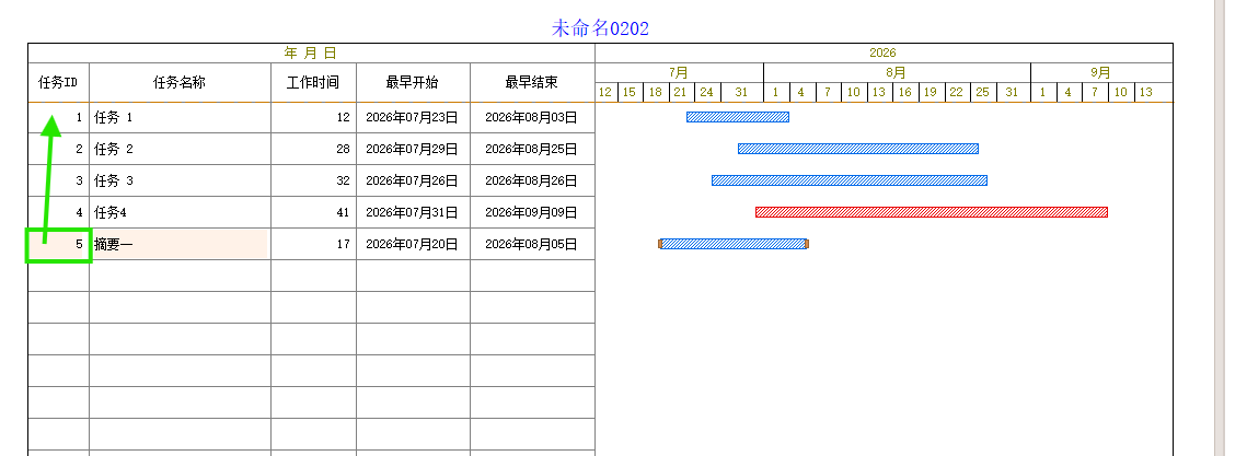 选中摘要一所在行