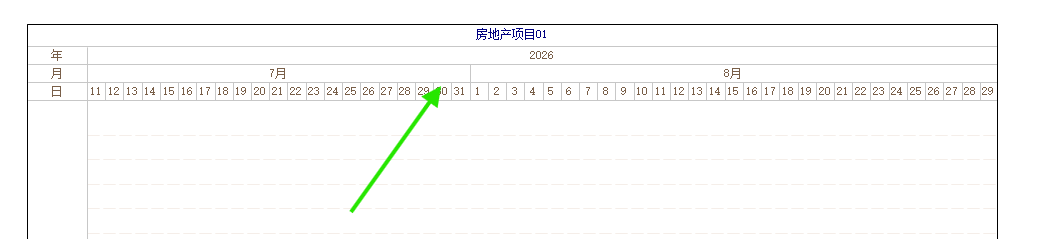 双代号网络图上方的年、月、日刻度
