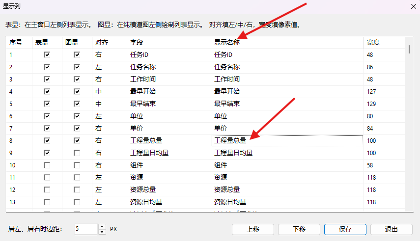 修改横道图左侧列表使用的显示名称