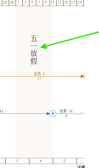 放假区域中显示标注文字